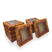 Boîte à pâtisserie en papier kraft recyclable, écologique, pour tartes, beignets, pâtisseries, avec couvercle transparent, 9x9x2,5 pouces