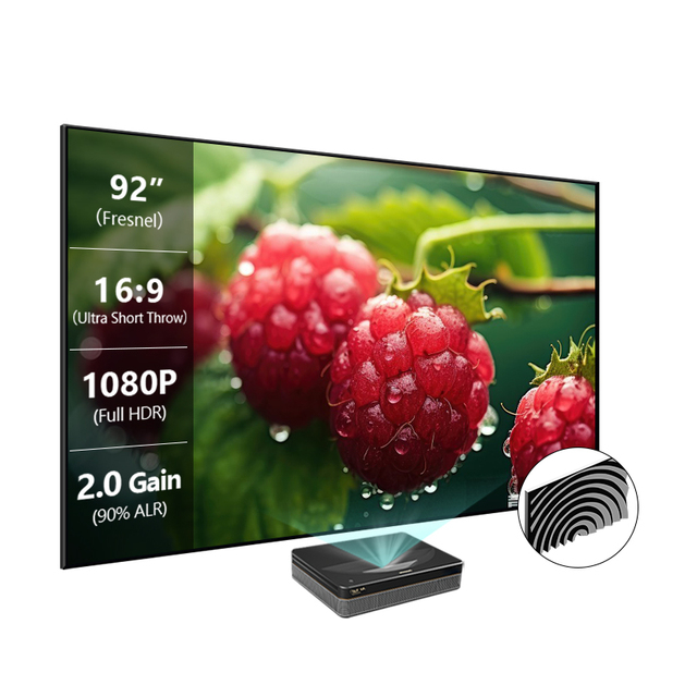 92 Inch CBSP Wall Mounted Projector Screen 16:9 4K HDR Lenticular PET Fixed Frame Projection Screens