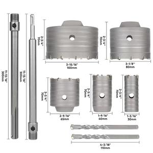Set di 9 punte da trapano a tazza in acciaio ad alto tenore di carbonio con attacco <span class=keywords><strong>SDS</strong></span> Plus/Max, 300 mm, per fori su marmo da 30-100 mm, misura metrica, per foratura ad alta velocità - Product Image 2