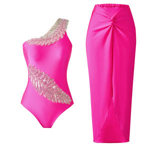 Set Baju Renang Wanita 2 Potong Model Brasil Warna Pink Mint Solid Bodysuit Bikini Gaun Maxi Liburan Pantai Rok dengan Bantalan Dapat Dilepas - Product Image 6