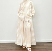 Ensemble jupe et chemise respirante à manches longues et col rayé oversize en lin écologique durable pour femme, idéal pour le travail (OEM)