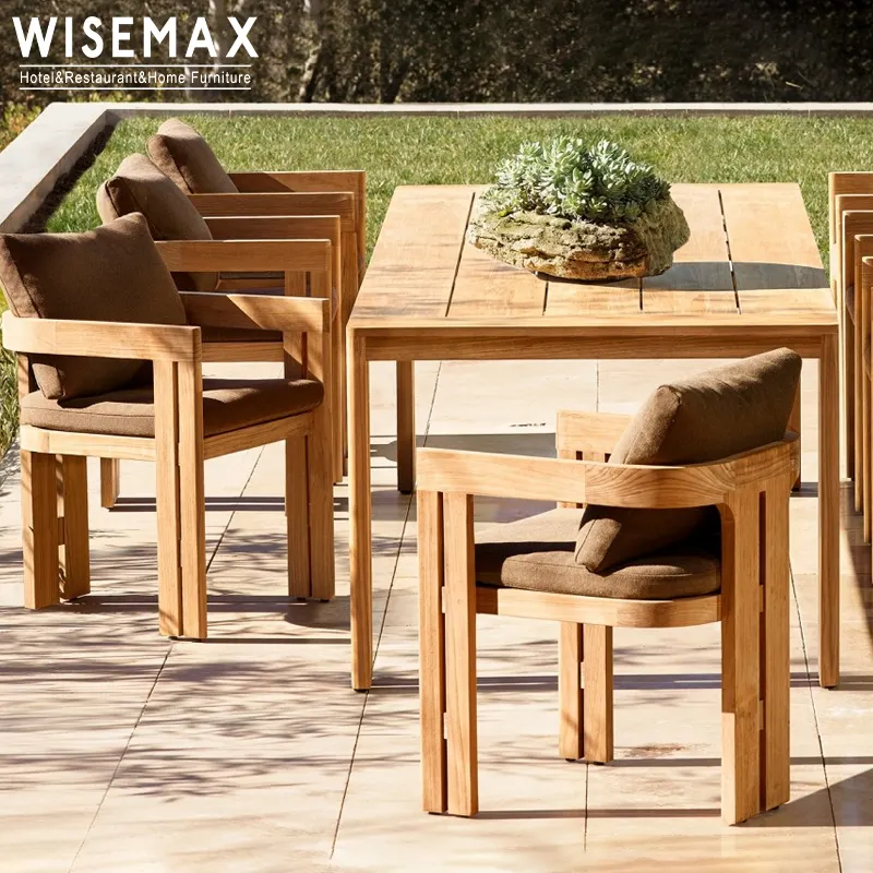 WISEMAX mobilya yüksek kalite açık veranda tik ahşap kapı yemek masası ve restoran için sandalyeler dış mekan mobilyası
