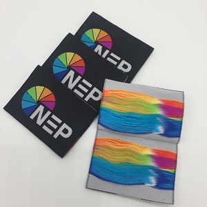 Fabricante personalizado respetuoso con el medio ambiente Damasco de alta densidad hilo de oro tejido extremo doblar etiquetas de ropa con <span class=keywords><strong>material</strong></span> reciclado - Product Image 6