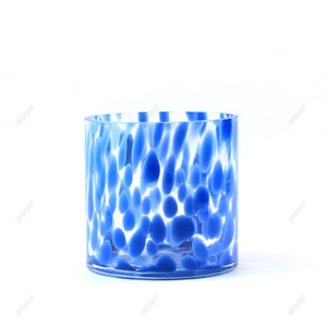 Vela de vidrio soplado estampada al por mayor, recipiente hecho a mano para decoración del hogar, vasos moteados, tarro de vela de cristal para fragancia del hogar - Product Image 4