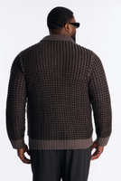 Pull en maille mélangeée chaud d'hiver pour homme, col boutonné, manches longues, modèle ODM