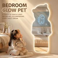 Miroir en verre moderne en forme de grande peluche d'ours, fabrication chinoise, vente en gros, avec éclairage LED 3 couleurs à intensité variable, sans cadre, pour mariage, salon, salle de bain