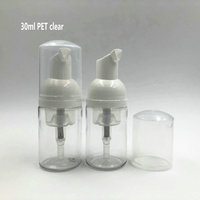 Flacon pompe en plastique transparent blanc de 30 ml pour savon liquide moussant, nettoyant visage et mains