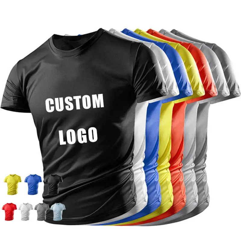 T-shirt uni pour hommes T-shirt en polyester T-shirts rapides Impression par sublimation personnalisée logo Gym unisexe T-shirt de sport