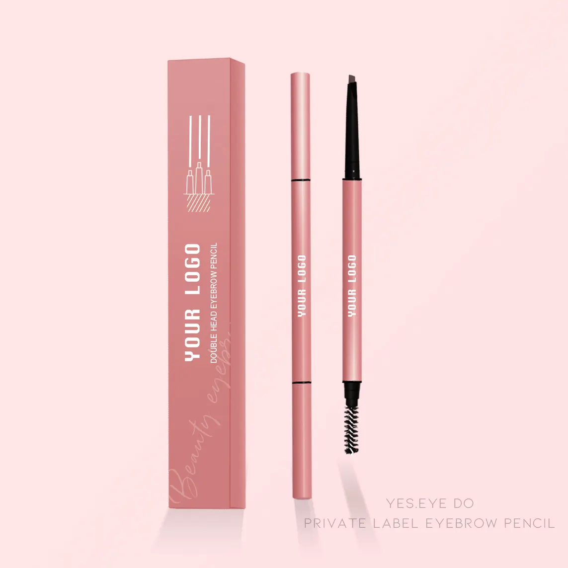 Retractable Brow Pencil With Brush Private Label Waterproof Microblade OEM Eyebrow Pencil Rose Gold Beige Nude Chestnut Pink