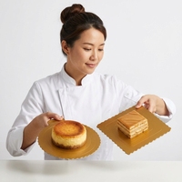 Plateaux à gâteau en carton ondulé dorés personnalisés, bases à gâteau rondes et carrées, emballage de boulangerie pour mariage et fête