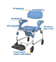 Chaise de toilette portable avec repose-pieds pour handicapés, chaise de toilette multifonction avec roulettes pour personnes âgées