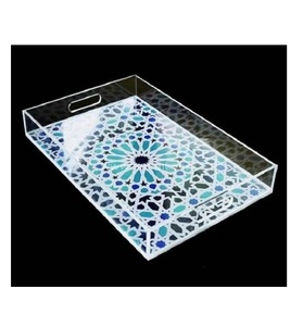 Ensemble de 3 plateaux de service en acrylique de conception unique plateau en acrylique de meilleure qualité pour la décoration de la maison vaisselle plateau en acrylique - Product Image 2