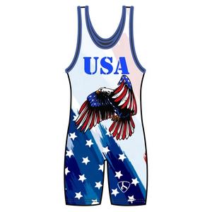 Singlet de lutte pour hommes sur mesure Design de drapeau américain classique Uniforme de lutte américain Vêtements d'arts martiaux - Product Image 3