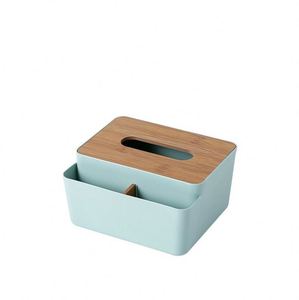 Cheap Plastic Clear Acrylic Container Napkin <b>Paper</b> Holders <b>Tissue</b> Box With Bamboo Lid - Product Image 3