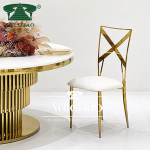 Modern Cross Back Titanium <b>Gold</b> Stainless Steel Dining Event <b>Chair</b> - Product Image 2
