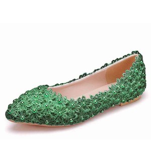 New Lace White <b>Flat</b> Bride Original Designer Women's Single Suitable Dress <b>Pointed</b> <b>Toe</b> Casual Wedding Shoes - Product Image 4