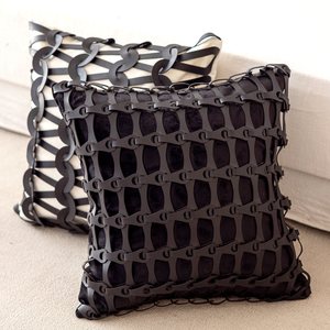 Hôtel de luxe europé<span class=keywords><strong>en</strong></span> Design célèbre nouveau canapé taie d'oreiller créatif noir blanc motif géométrique tissé oreiller décoratif - Product Image 1