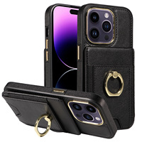 PU cuir carte de visite portefeuille étui de téléphone portable pour iPhone 12 13 14 15 Pro Max anneau support caractéristique