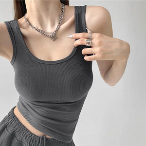 Top Deportivo Sexy de Algodón Ecológico de Alta Elasticidad con Cuello Redondo y Corte Ajustado para <span class=keywords><strong>Mujer</strong></span>, Sin Mangas, Estilo Camiseta de <span class=keywords><strong>Tirantes</strong></span> para Verano, Venta al por Mayor - Product Image 4