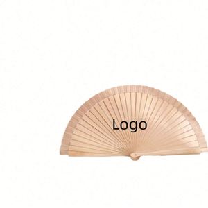 Abanico de mano de madera maciza lisa pintada, plegable, personalizado, elegante, para danza y Año Nuevo Chino - Product Image 1