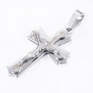 Crocifisso di Gesù in Acciaio Inossidabile, Ciondolo di San Benedetto, Gioielli Religiosi, Accessori, Regalo di Natale - Product Image 4