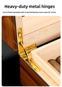 Humidor de Cedro de 2 Niveles Dericsson con Ventana Transparente Curva, Caja de Humidificación para Almacenamiento de Cigarros - Product Image 6