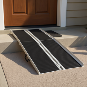 Rampa portatile per sedia a rotelle da 8 piedi in alluminio pieghevole con superficie in moquette per uso domestico - Product Image 2