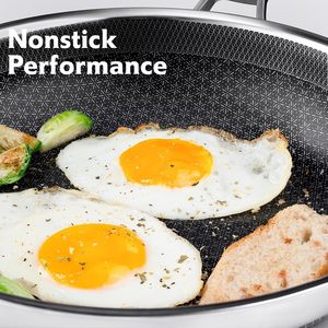 ty-Kitchenware Tri-Ply Stainless Steel Fry Pan Honeycomb Non-stick Inside with Flat Glass Lid and Stainless Steel Handle - Product Image 2