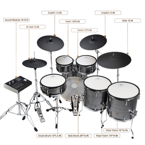 HXM XD-2000C-KM Gebürstetes Silber Akustik-Design E-Drum-Set – Direktverkauf ab Werk, Professionelles Elektronisches Schlagzeug - Product Image 3