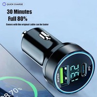 Cargador de Coche USB Súper Rápido de 2 Puertos para iPhone 14 Pro Max 13 12 11 Samsung S23 S22, Adaptador de Carga Rápida de 120W
