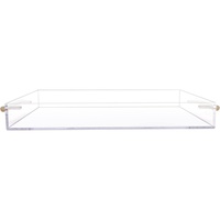 Jihong – Ensemble de plateaux jetables en acrylique de luxe moderne, transparents, carrés, avec poignée dorée, design multifonctionnel