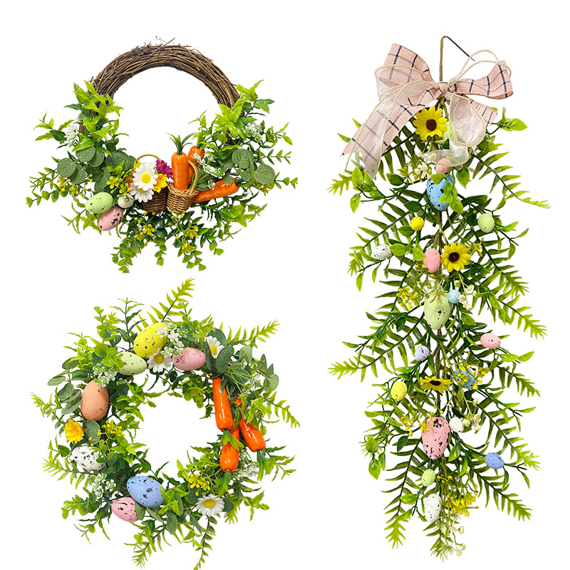 Simulated Easter Egg Aquatic Plant Rattan Wall Hanging Thanksgiving Decorative Garland