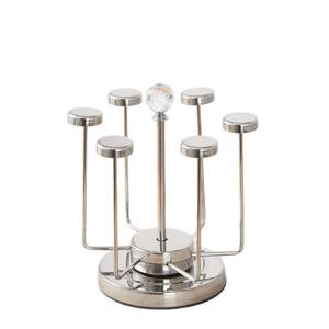 ที่วางแก้วแบบกลมทันสมัย ช่วยให้แก้วแห้งเร็ว พร้อมที่เก็บแก้ว วัสดุโลหะ ตกแต่งด้วยคริสตัลตรงกลาง - Product Image 1