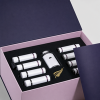Boîte à compléments alimentaires magnétique violette écologique avec couvercle rabattable, logo personnalisé, boîte cadeau premium pour capsules nutritionnelles, vitamines et protéines