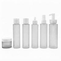 Ensemble de flacons cosmétiques givrés 1oz 2oz 4oz, flacon pompe pour lotion et sérum, pot à crème, bouchon argenté, logo personnalisé