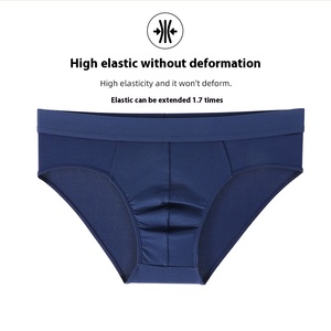 <strong>Men's</strong> New Mid-Waist Seamless Underwear Breathable Knitted Fabric Sexy Crotch <strong>Briefs</strong> with Comfortable <strong>Pouch</strong> Cross-Border Design - Product Image 2