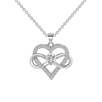 Belle Infinity Symbol Figure 8 Coeur Chandail Chaîne 14K Plaqué Or Cubique Bleu Zircon Pendentif Collier pour Petite Amie