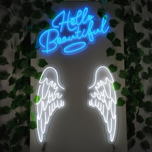 Matt Dropshipping personnalisé bonjour belles ailes d'ange enseigne au néon Led acrylique néon lumière pour fête mur <span class=keywords><strong>boutique</strong></span> chambre décor - Product Image 3