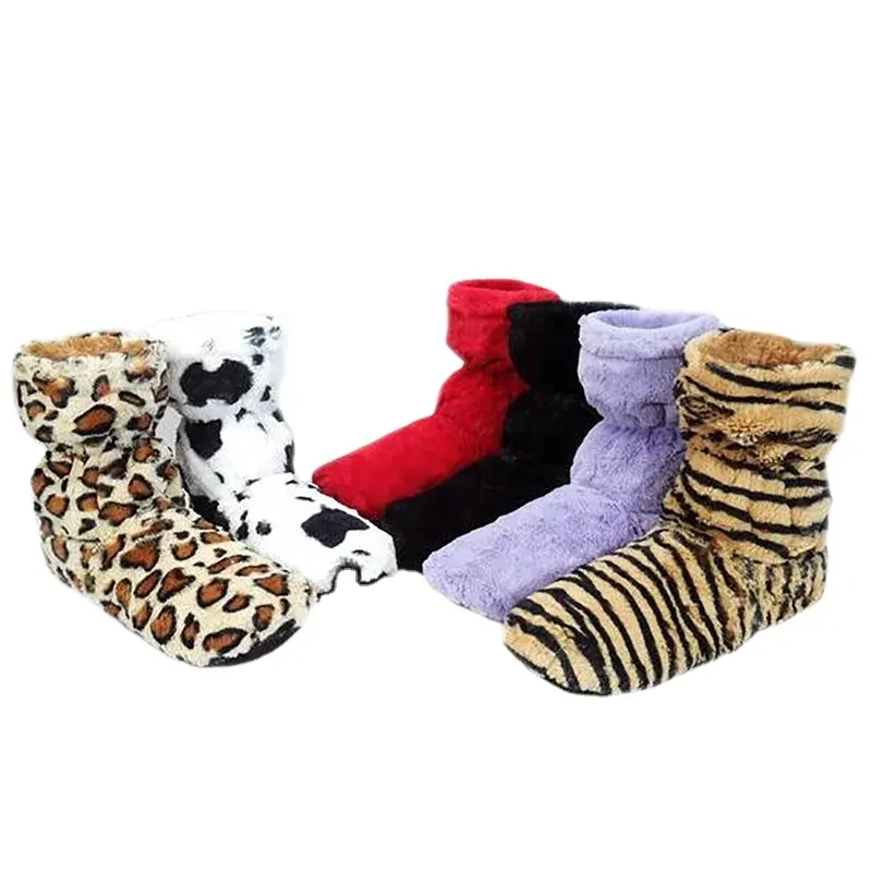 Microwaboots çizmeler Heatable lüks kürklü yatak isıtıcı mikrodalga sıcak çorap terlik EVA Opp torba peluş kış kadın saman 001