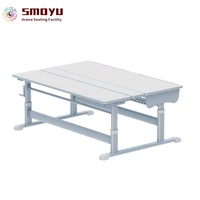 Ensemble Chaise et Bureau Scolaire Doublement Réglable, Durable, Écologique, avec Manivelle Manuelle, Planche E0, Rangement Stylo, Crochet pour Cartable, pour Salle de Classe, OEM