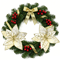 Flor de Poinsettia Navideña Blanca con Brillo Dorado, Flor de Tela de 10 Pulgadas para Decoración de Coronas, Guirnaldas y Árboles, Venta al por Mayor
