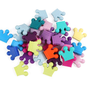 <b>Silicone</b> Baby Teether Crown Chewable Toys <b>Beads</b> Pacifier Clips DIY Girls Cute Teething Toys Gifts Baby Teether Pendant - Product Image 1