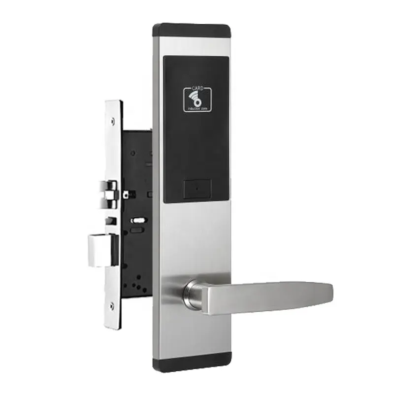 Cerradura de hotel inteligente con tarjeta digital electrónica de seguridad sin llave, manija de acero inoxidable, cerradura de puerta de hotel de seguridad