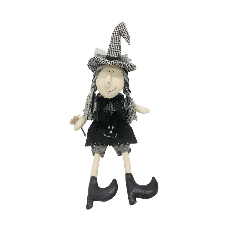 Wholesale cute black witch fabric toy decorative Halloween witch dolls