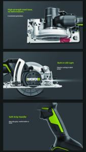 Sierra Circular Eléctrica WU533.9, Llave Inglesa Eléctrica, Sierra de Empuje Manual, Máquina de Corte para Trabajos en Madera, Herramienta sin Accesorios - Product Image 4