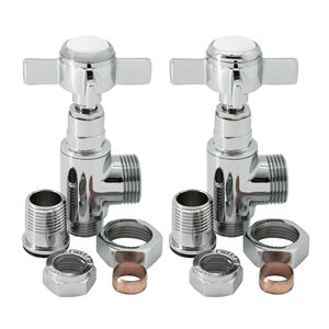 IVANCI Meilleure vente : Paire de robinets de radiateur manuels chromés à angle avec volant croisé pour système CVC - Product Image 2