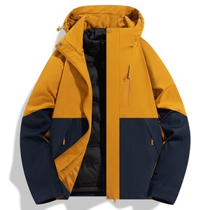 เสื้อแจ็คเก็ตกันลมแบบยูนิเซ็กซ์พร้อมซับในสำหรับฤดูหนาว ชุดทำงานกลางแจ้ง สีพื้นตัดกัน สีดำขาว - Product Image 3