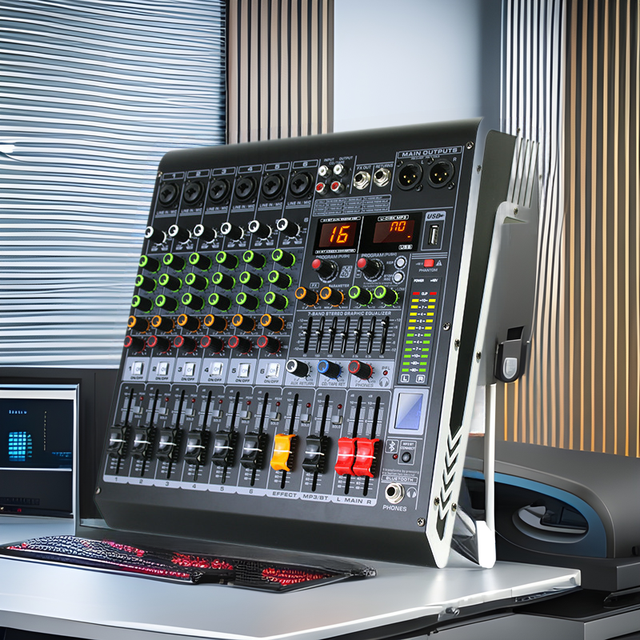 Cross-Border Source MC4/6/8 Channel Professional Mixer Built-in 16 DSP Effects Noise Cancelling for Bluetooth 24BIT Stage