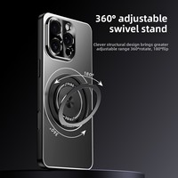 Coque de téléphone rigide Shadow Matte pour iPhone 16 ProMax 15 avec support métallique rotatif, antichoc, anti-rayures, anti-traces de doigts