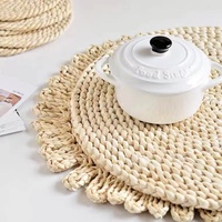 Vente en gros de pailles de maïs naturelles tissées et personnalisées, napperons de décoration écologiques pour la maison, tapis de table bon marché et recyclables